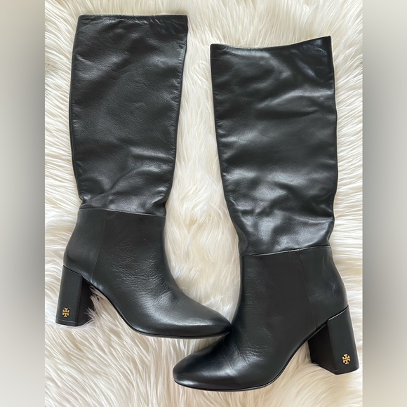 Tory Burch Shoes - Tory Burch Brooke Slouchy Knee High Heeled Boot in Black Leather 7